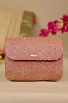 Shop_AMYRA_Pink Embroidery Tarang Flapover Clutch - _at_Aza_Fashions