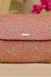 AMYRA_Pink Embroidery Tarang Flapover Clutch - _at_Aza_Fashions