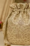 Buy_AMYRA_Gold Embroidery, Tassels Tarang Cutwork Potli Bag 