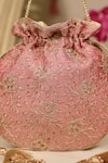 AMYRA_Pink Embroidery, Tassels Tarang Cutwork Potli Bag _Online