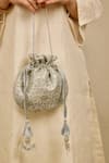 Buy_AMYRA_Silver Embroidery, Tassels Tarang Cutwork Potli Bag _Online_at_Aza_Fashions