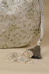AMYRA_Silver Embroidery, Tassels Tarang Cutwork Potli Bag _Online