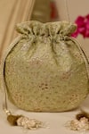 AMYRA_Green Embroidery, Cut Work Tarang Potli Bag _Online