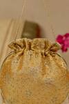 Buy_AMYRA_Mustard Embroidery, Cut Work Tarang Potli Bag _Online_at_Aza_Fashions