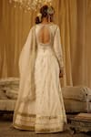 Shop_Aditi Gupta_Ivory Chanderi Silk Embroidery Split V-neck Anarkali Set _at_Aza_Fashions