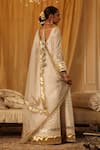 Shop_Aditi Gupta_Ivory Chanderi Silk Embroidery Round Neck Anarkali Set _at_Aza_Fashions