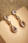 Shop_Tarun Tahiliani_Gold Plated Stones Pear Cushion Silver Danglers _at_Aza_Fashions