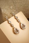 Buy_Tarun Tahiliani_Gold Plated Stones Pear Cushion Silver Danglers _Online_at_Aza_Fashions