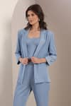 Saaj by Ankita_Sky Blue Denim Sweetheart Neck Crystal Set _Online_at_Aza_Fashions