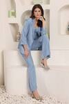 Buy_Saaj by Ankita_Sky Blue Denim Sweetheart Neck Crystal Set _Online_at_Aza_Fashions
