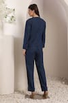 Shop_Saaj by Ankita_Blue Embroidery Mirage Blazer Set _at_Aza_Fashions