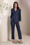Buy_Saaj by Ankita_Blue Embroidery Mirage Blazer Set _at_Aza_Fashions
