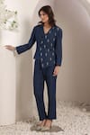 Shop_Saaj by Ankita_Blue Embroidery Mirage Blazer Set _Online_at_Aza_Fashions