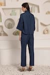 Shop_Saaj by Ankita_Blue Embroidery Collared Indigo Frost Co-ord Set _at_Aza_Fashions