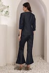 Shop_Saaj by Ankita_Navy Lurex, Denim Embroidery Indigo Eclipse Blazer And Pant Set _at_Aza_Fashions