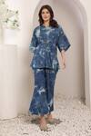 Saaj by Ankita_Blue Denim Starstruck Tie-dye Pant Set _Online_at_Aza_Fashions
