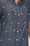 Shop_Saaj by Ankita_Blue Collared Embellished Chambray Short Dress _Online_at_Aza_Fashions