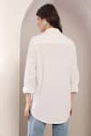 Shop_Saaj by Ankita_White Cotton Embroidery Collared Petal Script Shirt _at_Aza_Fashions