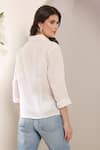 Shop_Saaj by Ankita_White Linen Embroidery Collared Sunspell Shirt _at_Aza_Fashions