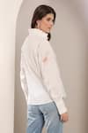 Shop_Saaj by Ankita_White Cotton Embroidery Collared Roseveil Shirt _at_Aza_Fashions