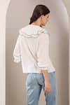 Shop_Saaj by Ankita_White Cotton Embroidery Round Neck Paperwings Shirt _at_Aza_Fashions