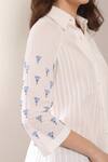 Buy_Saaj by Ankita_White Cotton Embroidery Collared Shirt _Online_at_Aza_Fashions
