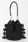 Shop_Varun Bahl_Black Beads, Tassels Embroidered Velvet Potli _at_Aza_Fashions