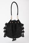 Buy_Varun Bahl_Black Beads, Tassels Embroidered Velvet Potli _at_Aza_Fashions