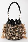 Shop_Varun Bahl_Black Sequins, Beads Stardust Potli _at_Aza_Fashions