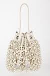 Varun Bahl_Ivory Pearls Dream Leather Potli Handbag _Online_at_Aza_Fashions