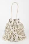 Buy_Varun Bahl_Ivory Pearls Dream Leather Potli Handbag _at_Aza_Fashions