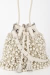 Varun Bahl_Ivory Pearls Dream Leather Potli Handbag _at_Aza_Fashions