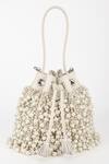 Varun Bahl_Ivory Pearls Dream Leather Potli Handbag _Online