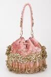 Shop_Varun Bahl_Rose Gold Sequins, Tassels Glimmer Potli _at_Aza_Fashions