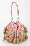 Buy_Varun Bahl_Rose Gold Sequins, Tassels Glimmer Potli _at_Aza_Fashions