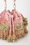 Varun Bahl_Rose Gold Sequins, Tassels Glimmer Potli _at_Aza_Fashions