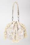 Shop_Varun Bahl_Ivory Embroidery, Pearls, Rhinestones Snow Blossom Potli Bag _Online_at_Aza_Fashions