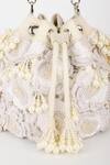 Varun Bahl_Ivory Embroidery, Pearls, Rhinestones Snow Blossom Potli Bag _at_Aza_Fashions