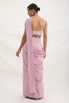 Shop_Mirroir_Lilac Viscose, Crepe, Tissue Sequins, Embroidery Purple Pre-draped Saree Set _at_Aza_Fashions