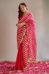 Ranbir Mukherjee Calcutta_Rani Pink Modal Silk Saree Set _Online_at_Aza_Fashions