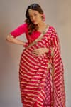 Buy_Ranbir Mukherjee Calcutta_Rani Pink Modal Silk Saree Set _Online_at_Aza_Fashions