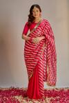 Buy_Ranbir Mukherjee Calcutta_Rani Pink Modal Silk Saree Set _at_Aza_Fashions