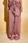 Echostudio_Brown Satin V-neck Mocha Co-ord Set _Online_at_Aza_Fashions