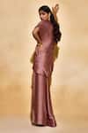 Shop_Echostudio_Brown Satin V-neck Mocha Co-ord Set _at_Aza_Fashions