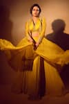 Buy_Isha Gupta Tayal_Yellow Top Satin Embroidered Tilla V Neck Mastani Cape Sharara Set _at_Aza_Fashions