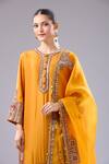 Debyani + Co_Orange Silk Embroidery Round Neck Kurta Set With Dupatta _Online_at_Aza_Fashions