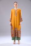 Debyani + Co_Orange Silk Embroidery Round Neck Kurta Set With Dupatta _at_Aza_Fashions
