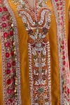 Shop_Debyani + Co_Orange Silk Embroidery Split V-neck Navratan Kurta And Salwar Set 