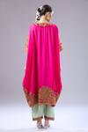 Shop_Debyani + Co_Pink Silk Embroidery Split V-neck Pitta Kaftan With Salwar _at_Aza_Fashions