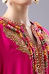 Shop_Debyani + Co_Pink Silk Embroidery Split V-neck Pitta Kaftan With Salwar 